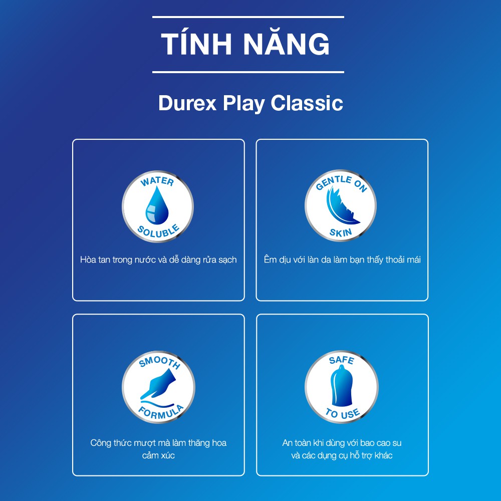 Gel Bôi Trơn Durex Play Classic cho cuộc yêu thêm mượt mà Gel Bôi Trơn Durex Play Classic mang lại cảm giác thật mượt mà và êm ái cho "cô bé"