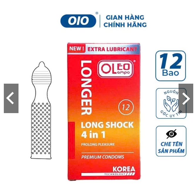 Bao Cao Su Oleo Lampo Long Shock 4 In 1 - Kéo Dài Thời Gian & Gân Gai